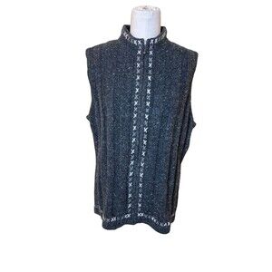 Woolrich Women’s Zip Front Sweater Vest Grey Heather Size Small Wool Blend